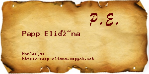 Papp Eliána névjegykártya